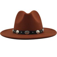 New Style Metal Belt Retro Solid Color Top Hat Jazz Hat sku image 17