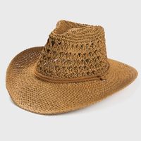 2022 Solid Color Sunscreen Sunshade Cowboy Handmade Straw Hat sku image 3