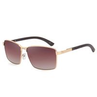 New Square Sunglasses Men's Fashion Metal Wood Grain Leg Sunglasses sku image 6