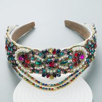 Baroque Gorgeous Tassel Inlaid Colorful Diamond Wide Headband main image 4