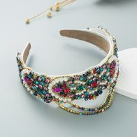 Baroque Gorgeous Tassel Inlaid Colorful Diamond Wide Headband main image 5