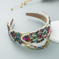 Baroque Gorgeous Tassel Inlaid Colorful Diamond Wide Headband sku image 1