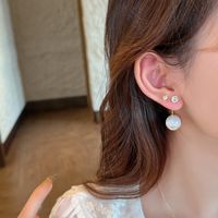 Earrings  New Tide Big Pearl Stud Earrings High-quality Light Luxury Women&#39;s Earrings Atmospheric Explosive Sterling Silver Needle Net Red Diamonds main image 3