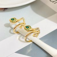 Fashion New Copper-plated 18k Gold Snake-shaped Winding Diamond Open Ring main image 1