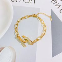 Fashion New Titanium Steel Plated 18k Gold Simple Diamond-encrusted Bracelet main image 2