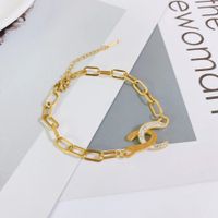 Fashion New Titanium Steel Plated 18k Gold Simple Diamond-encrusted Bracelet main image 4