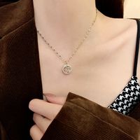 Fashion Gold Round Pendant Necklace Simple Titanium Steel Collarbone Chain main image 4