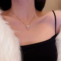 Art Und Weisetiger Hängende Halskette Nette Eingelegte Diamanttitan-stahlhalskette main image 4