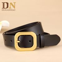 Women's Leather Retro Two-layer Cowhide Black Decorative Jeans Belt main image 3