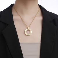 Simple New Fashion Double Ring Female Collarbone Sweater Chain Titanium Steel main image 5