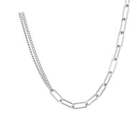 Simple Hollow Chain Double-chain Splicing Titanium Steel Necklace main image 2