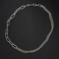 Simple Hollow Chain Double-chain Splicing Titanium Steel Necklace main image 3