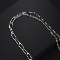 Simple Hollow Chain Double-chain Splicing Titanium Steel Necklace main image 5