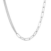 Simple Hollow Chain Double-chain Splicing Titanium Steel Necklace main image 6