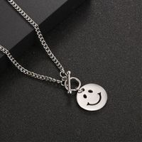 Fashion Smiley Face Titanium Steel Pendant Simple Necklace Wholesale main image 4