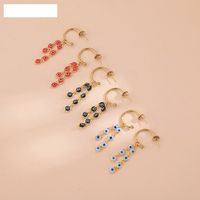 Retro French Simple Eye Bead C-shaped Women's New Metal Earrings main image 2