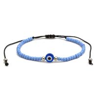 Beaded Braided Rope Devil Eyes Ceramic Bracelet main image 4