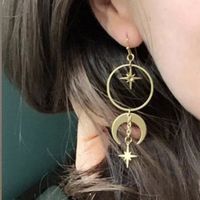 New Fashion Star Moon Alloy Large Circle Crescent Earrings Accessories Wholesale main image 1