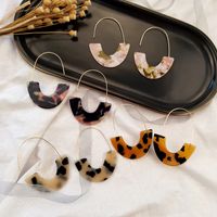 New Fashion Leopard Print Acrylic Acetate Plate U-shaped Earrings Women main image 1