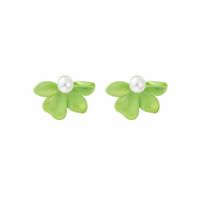 Moda Bosque Flor Perla Stud Aleación Pendientes Simple Oreja Joyería Mujer main image 6