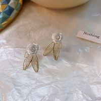 Simple Butterfly Flower Earrings Fashion White Rose Alloy Stud Earrings main image 1