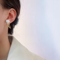 Simple Butterfly Flower Earrings Fashion White Rose Alloy Stud Earrings main image 3