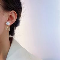 Simple Butterfly Flower Earrings Fashion White Rose Alloy Stud Earrings main image 4