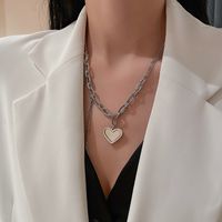 Vintage Tassel Heart Pendant Hollow Chain Titanium Steel Necklace Wholesale main image 6