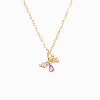 Vintage Hollow Butterfly Pink Rhinestone Alloy Necklace Wholesale main image 6