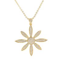 Simple Sun Flower Micro-inlaid Full Zircon Flower Pendant Copper Necklace main image 2