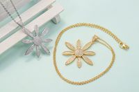 Simple Sun Flower Micro-inlaid Full Zircon Flower Pendant Copper Necklace main image 4
