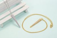 Simple Fashion Long Pendant Geometric Inlaid Zircon Copper Necklace main image 4