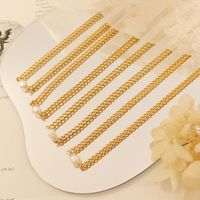 Mode Eingelegte Perle Titan Stahl 18k Gold Halskette Großhandel main image 1