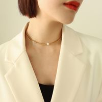 Collar De Oro De 18k De Acero De Titanio Con Incrustaciones De Perlas De Moda Al Por Mayor main image 5