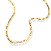 Mode Eingelegte Perle Titan Stahl 18k Gold Halskette Großhandel main image 6