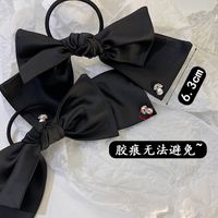Retro Korean Black Bow Headwear Diamond Pearl Hair Scrunchies main image 5