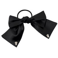 Retro Korean Black Bow Headwear Diamond Pearl Hair Scrunchies main image 6