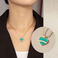 Simple New Heart Shaped Pendant Contrast Color Necklace Wholesale main image 2