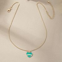 Simple New Heart Shaped Pendant Contrast Color Necklace Wholesale main image 3