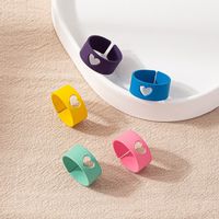 Simple Candy Color Heart Open Ring Creative Spray Paint Couple Ring main image 5