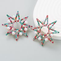 Fashion Shiny Alloy Diamond Rhinestone Inlaid Pearl Star Earrings main image 3