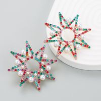Fashion Shiny Alloy Diamond Rhinestone Inlaid Pearl Star Earrings main image 4