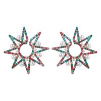 Fashion Shiny Alloy Diamond Rhinestone Inlaid Pearl Star Earrings main image 6