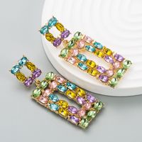 Fashion Shiny Alloy Colored Diamond Bohemian Exaggerated Earrings main image 4