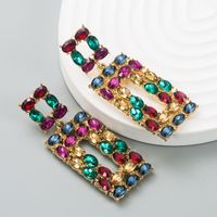 Fashion Shiny Alloy Colored Diamond Bohemian Exaggerated Earrings main image 5