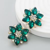 Fashion New Simple Shiny Alloy Diamond Flower Women's Earrings Wholesale main image 4