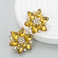 Fashion New Simple Shiny Alloy Diamond Flower Women's Earrings Wholesale main image 5