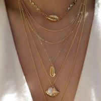 Ethnische Legierung Eingelegte Perlen-shell-mehrschichtige Geometrische Kreis-halsketten-großverkauf main image 3