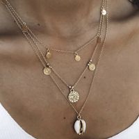 Ethnische Legierung Eingelegte Perlen-shell-mehrschichtige Geometrische Kreis-halsketten-großverkauf main image 6