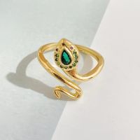 Fashion New Copper-plated 18k Gold Snake-shaped Winding Diamond Open Ring sku image 1